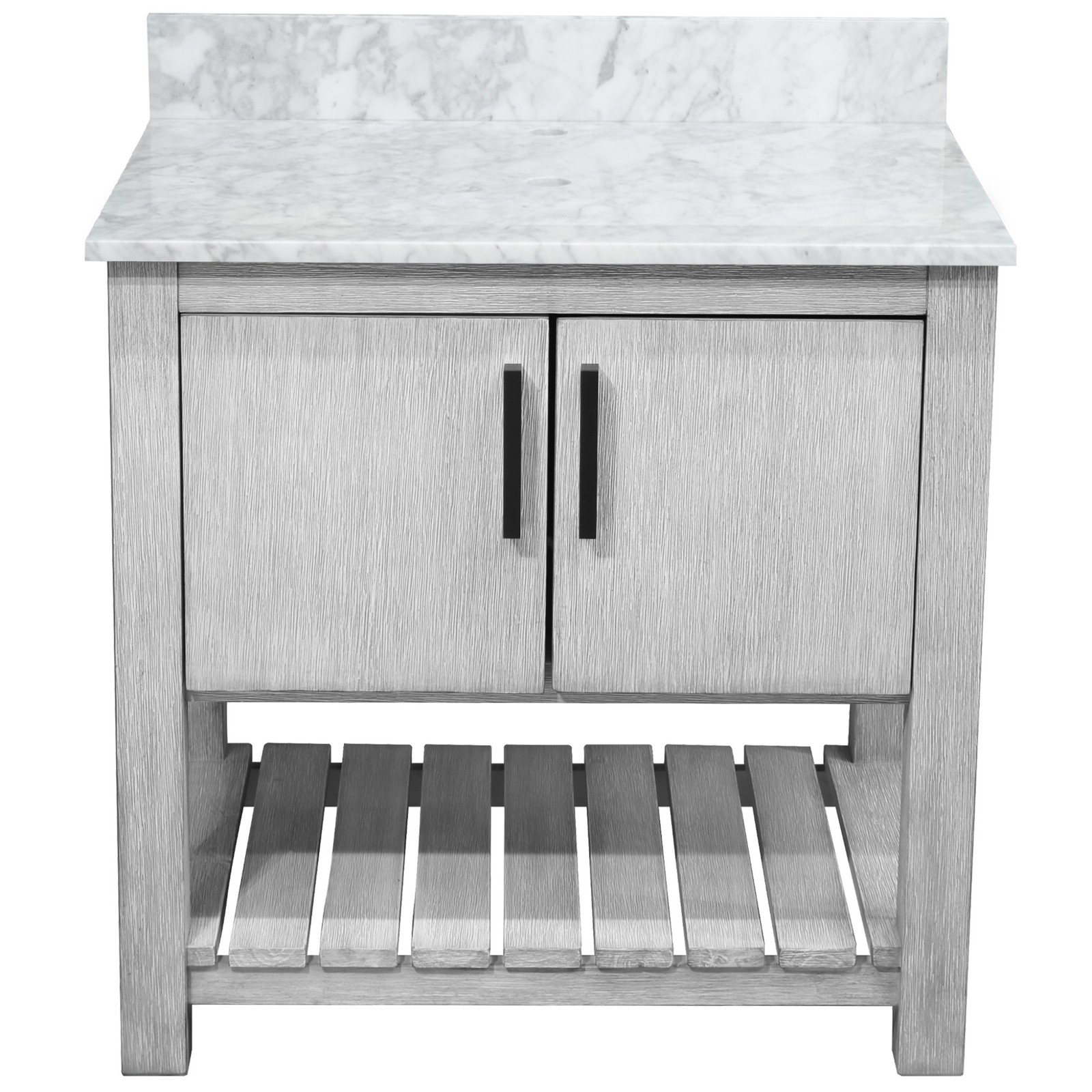 Miseno MV-30SG-NOBV-CAR 30″ – Stonewash Grey / Carrara White Top / Chrome