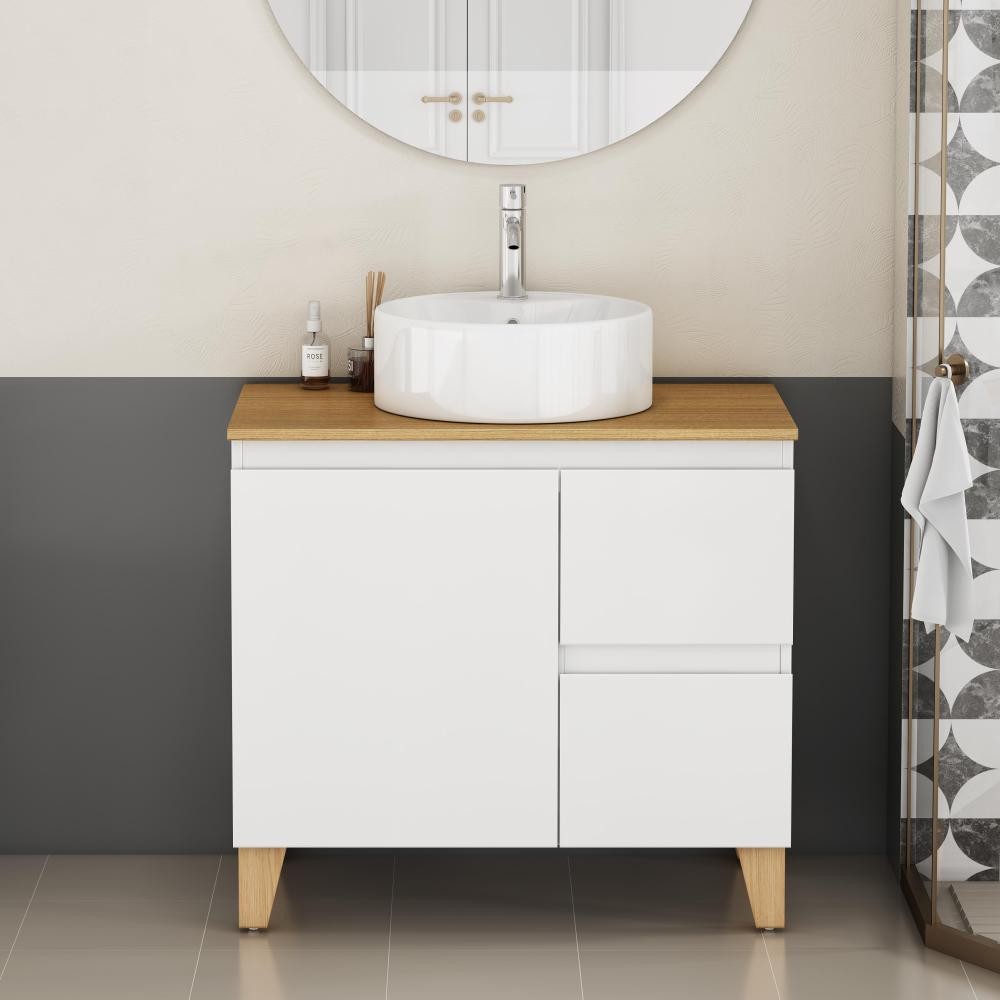 Bathroom Vanity W Sink Features 1 Door A 2 Drawers Includes Soft-Close Mechanism