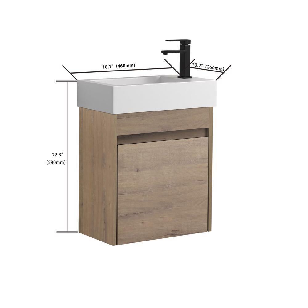 Bathroom Vanity With Single Sink Soft Close Doors 18 Inch For Small Bathroom