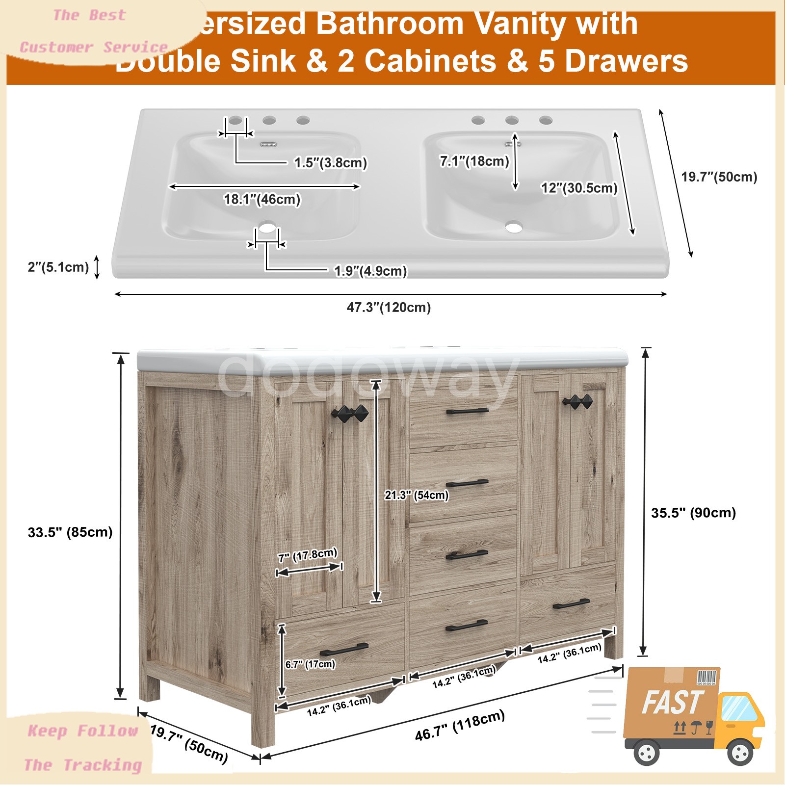 Bathroom Vanity Cabinet with Ceramic Sink Combo Bathroom Cabinet Set with Drawer