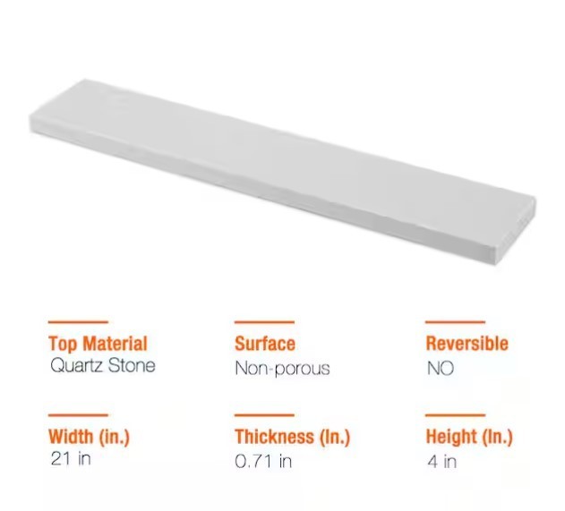 21.25 in. W Quartz Vanity Sidesplash in Snowstorm White