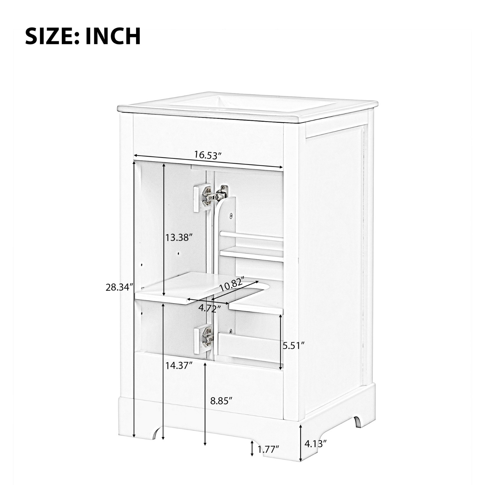20″ Bathroom Vanity With Sink Soft Closing Door Storage Rack Adjustable Shelf