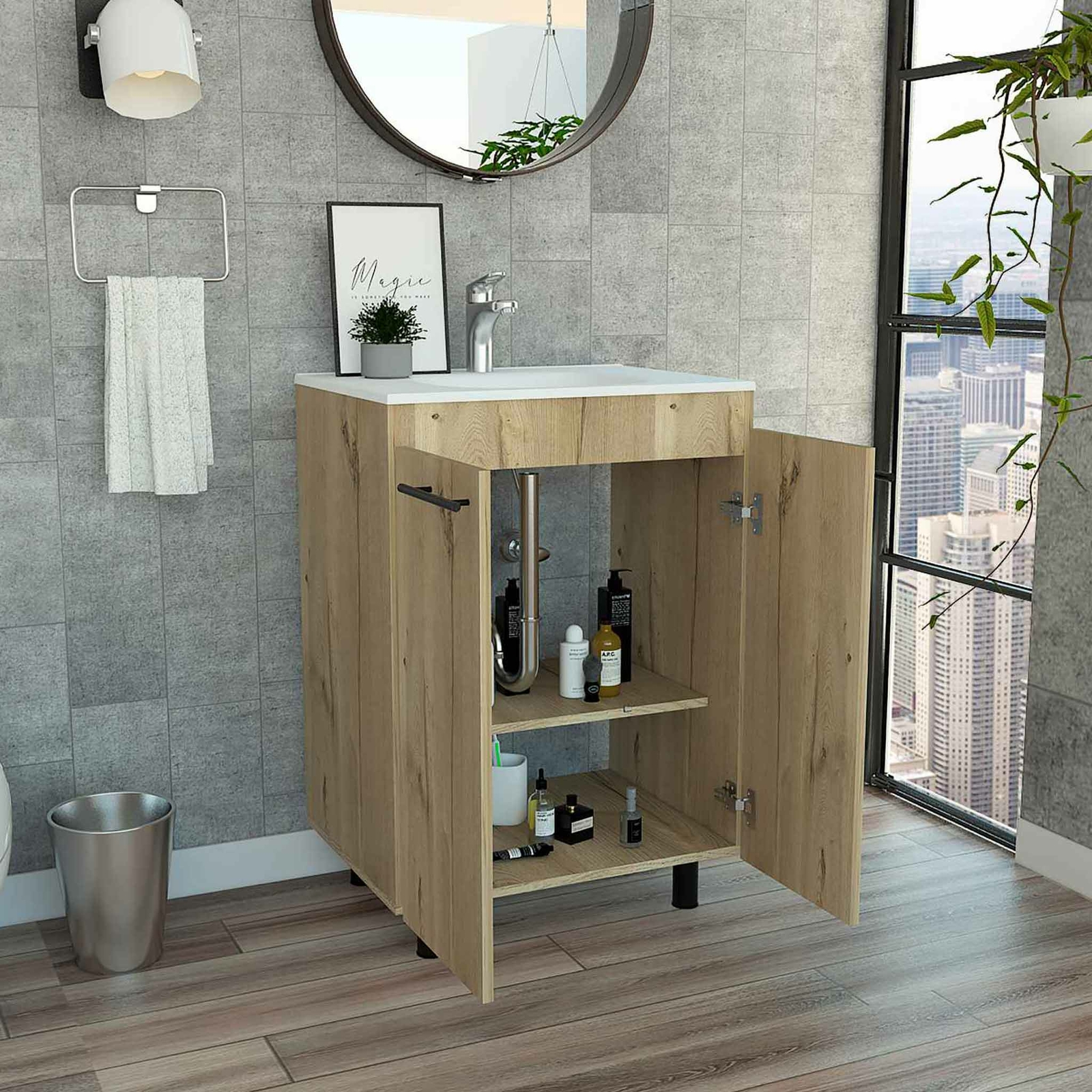 Selma 24″ Freestanding Vanity Cabinet With Division