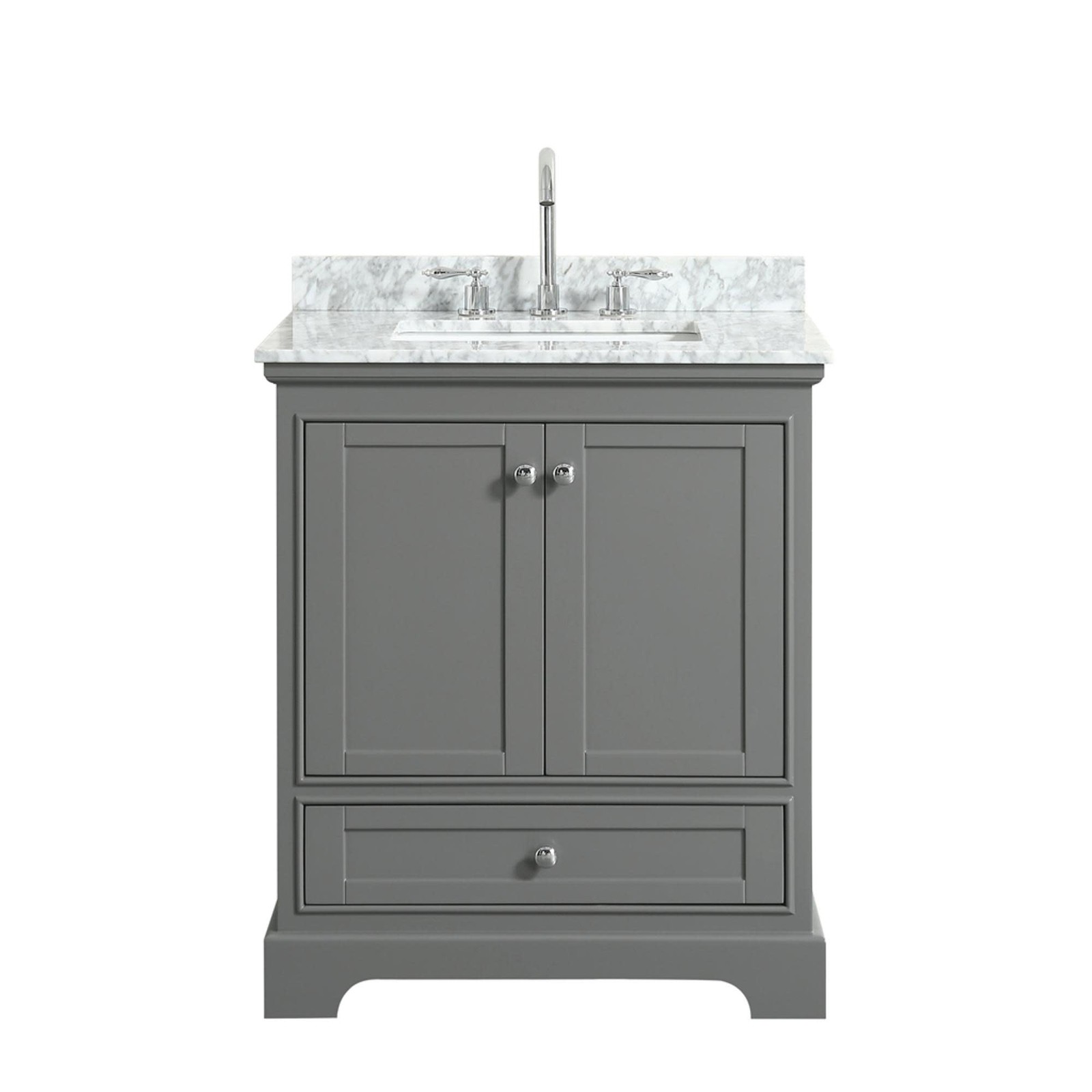 Wyndham Collection WCS202030SCMUNSMXX Deborah 30″ – White / White Carrara Marble