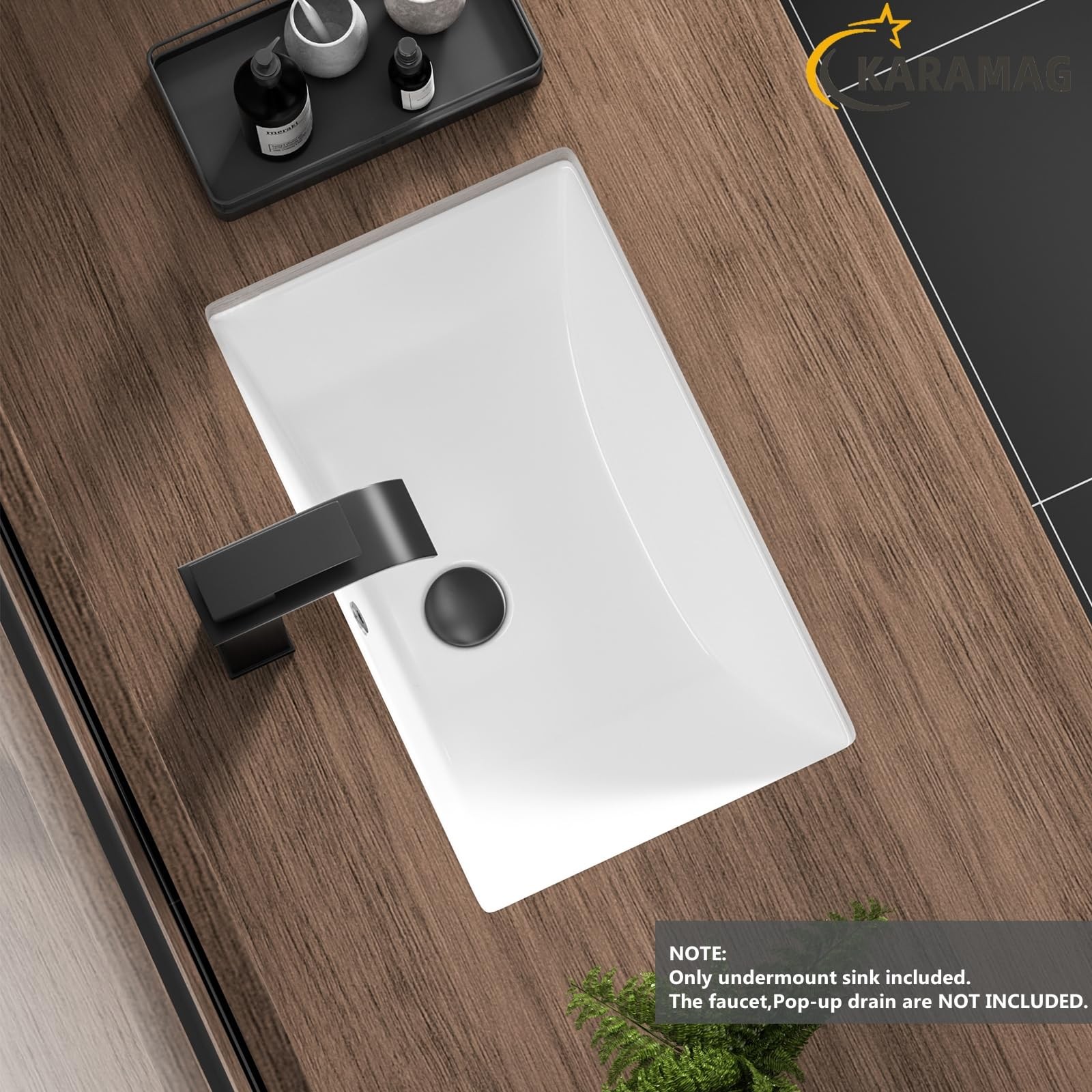 Undermount Bathroom Sink 18.7X11.9 Inch White Rectangular Porcelain Ceramic V…