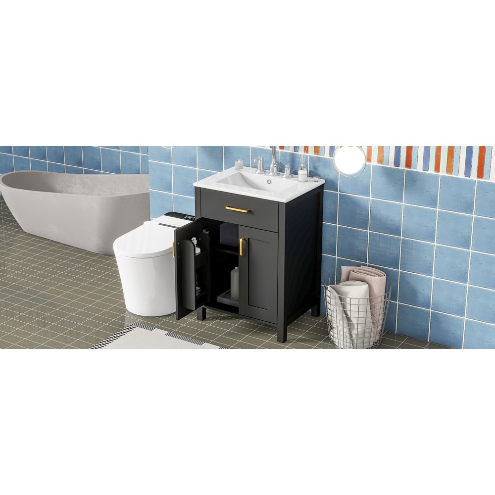 24″Bathroom Vanity Combo with Ceramic sink, Luxurious Space-Saving Vanity