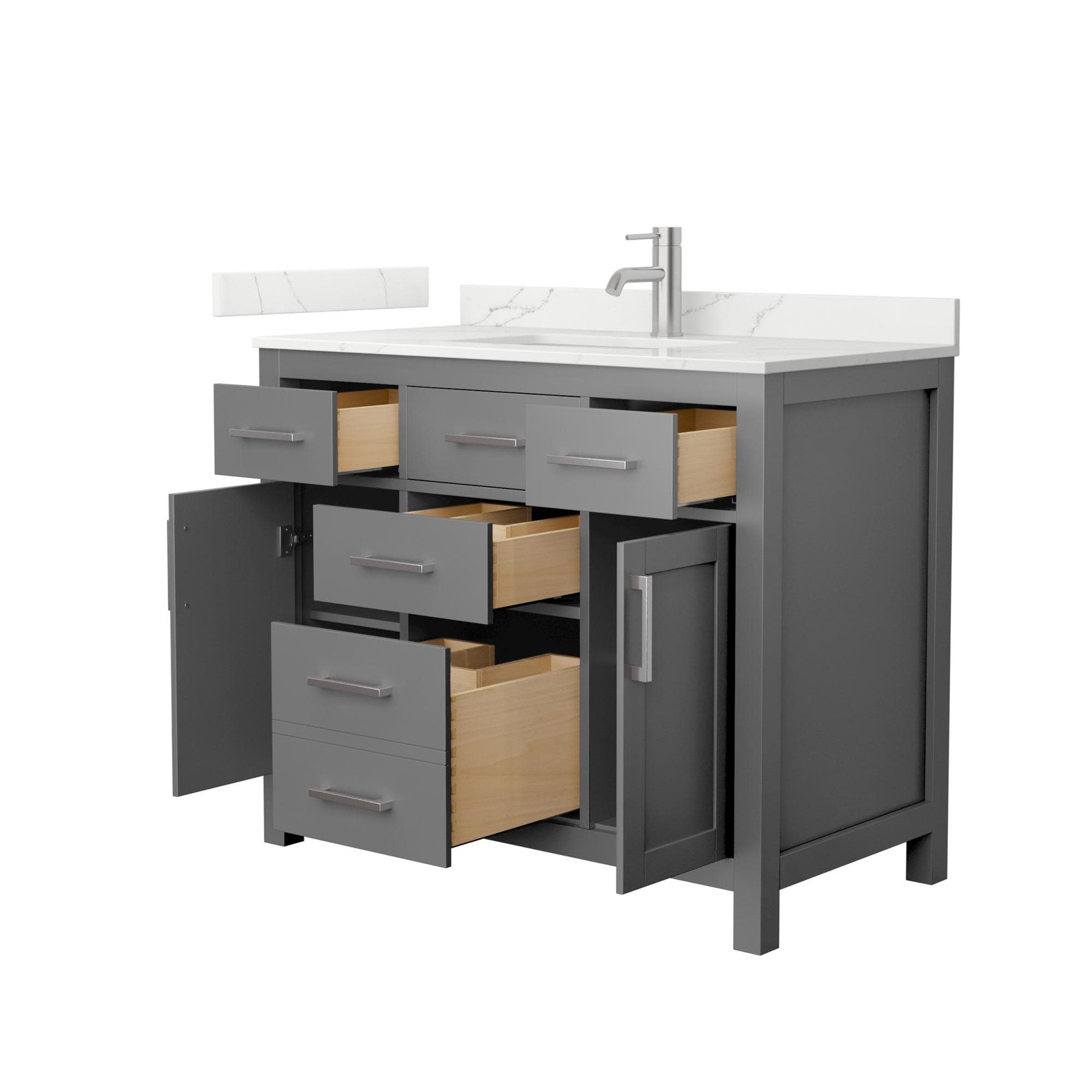 Wyndham Collection WCG2424-42S-QTZ-UNSMXX Beckett 42″ – White / White Quartz Top