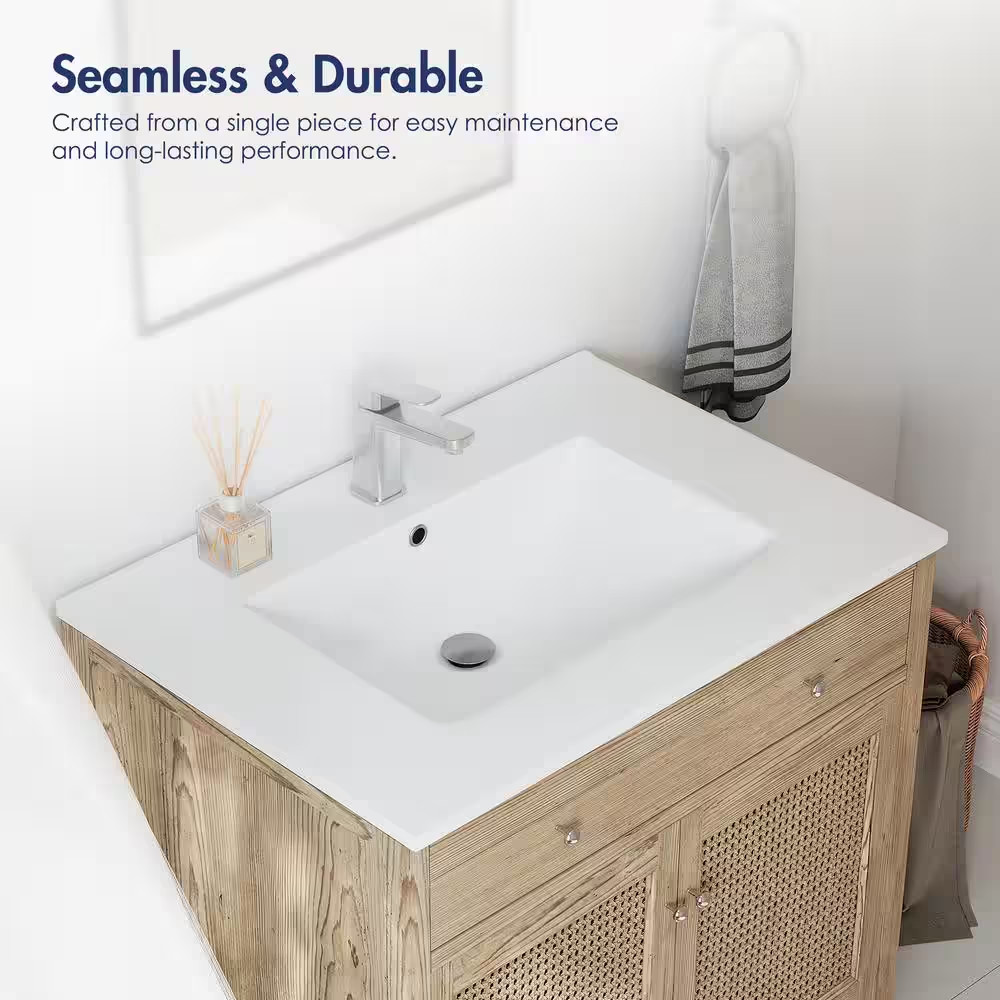 Dayton 31 In. W X 22 In. D Vitreous China Vanity Top in White with Single Faucet