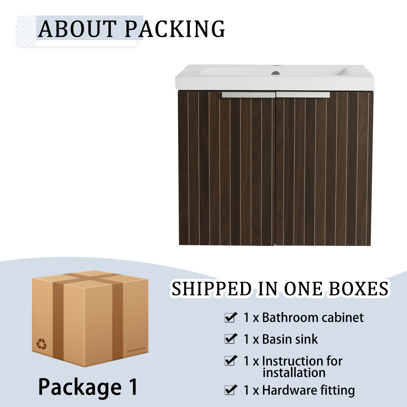 60in Plywood Floating Wall Mounted Vanity Cabinet Bathroom W/ Dual Sink +Shelves