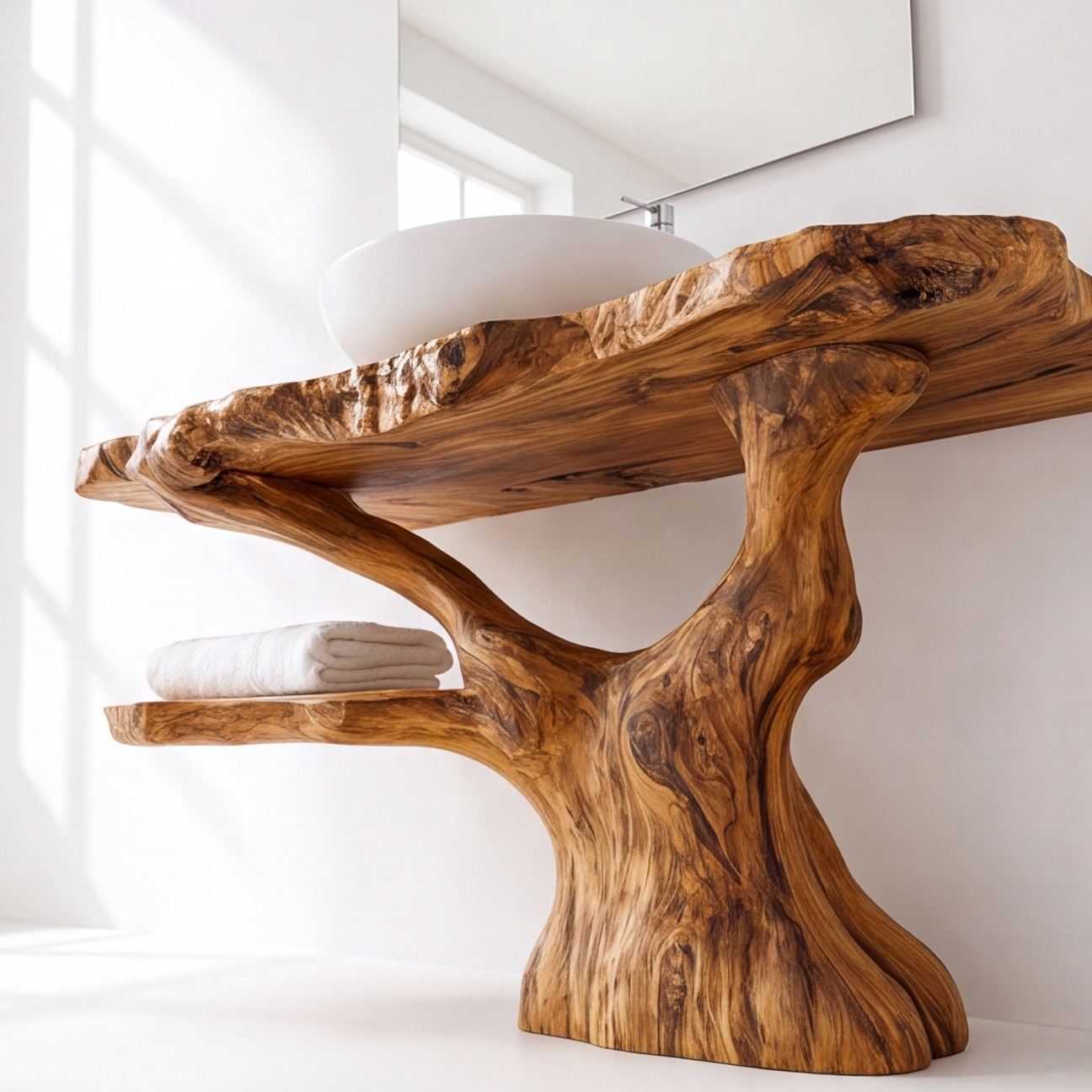 Organic Floating Wall Shelf Sculptural Wood Shelf Modern Mushroom Shelf Minimali