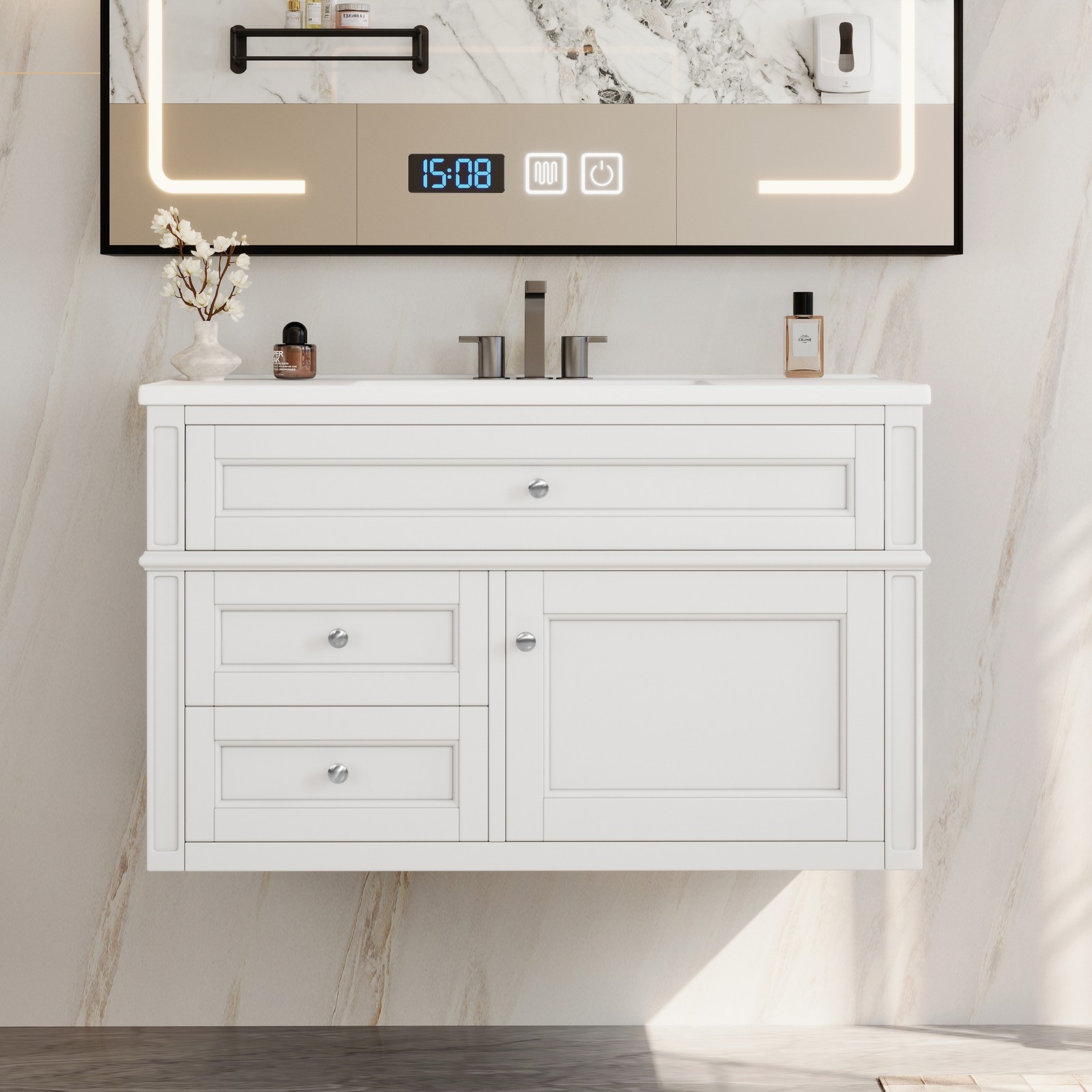 FUNIDEE 36inch Floating Bathroom Vanity Set Storage Cabinet with Sink Combo