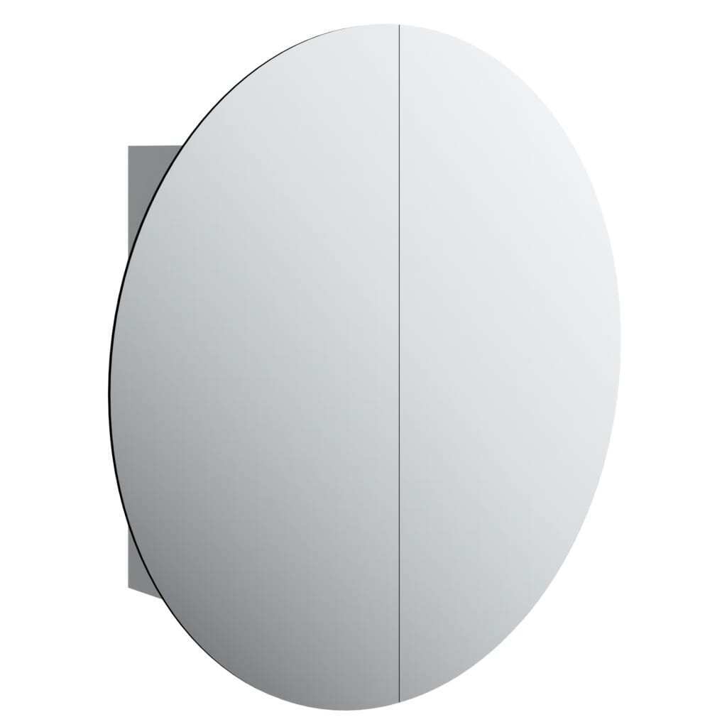 Bathroom Cabinet with Round Mirror&LED Gray 21.3″x21.3″x6.9″