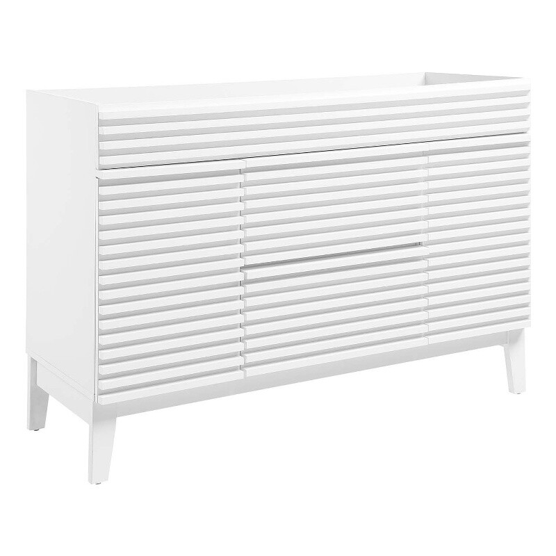 Modway Render 47″ Plastic and Wood Bathroom Vanity Cabinet in White