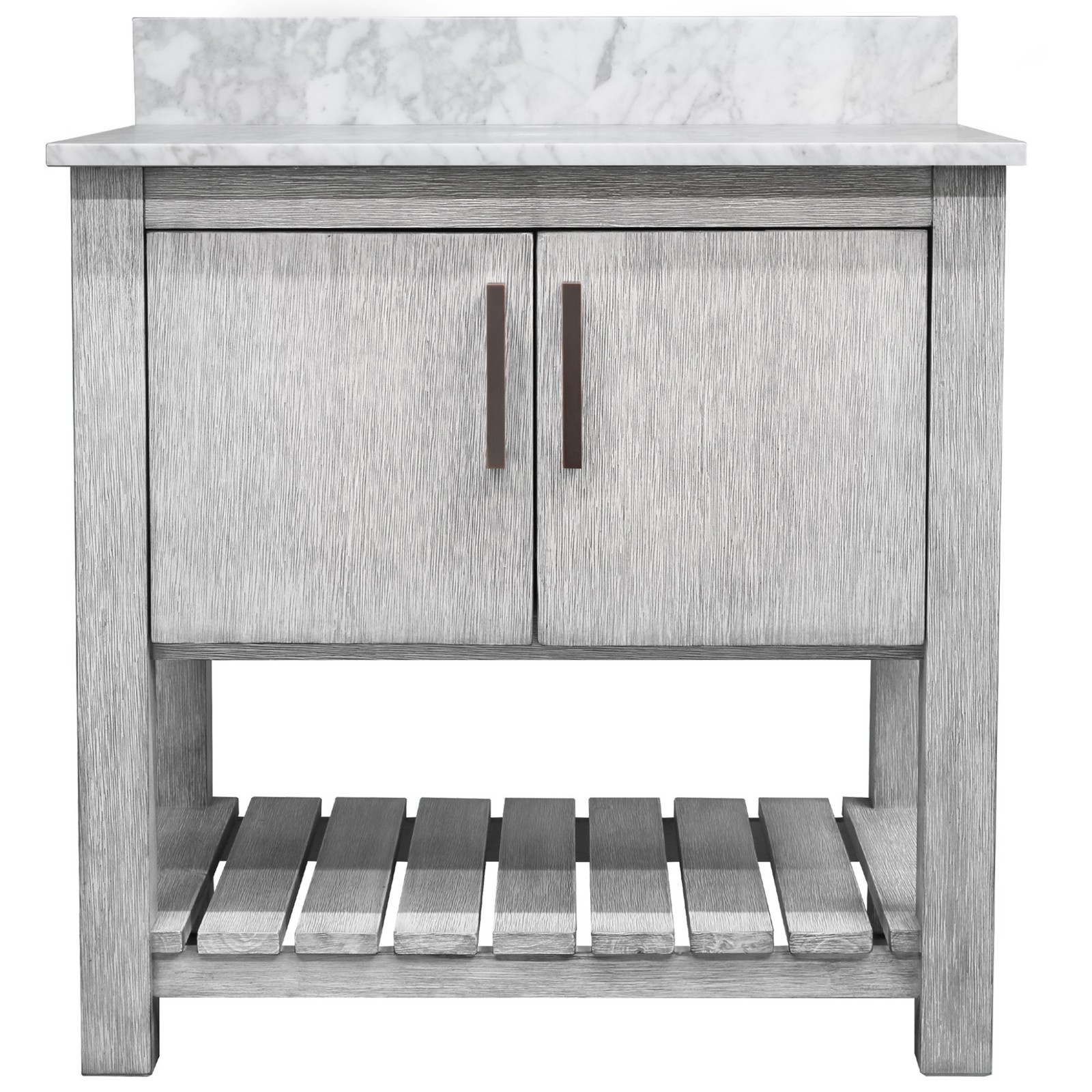 Miseno MV-30SG-NOBV-CAR 30″ – Stonewash Grey / Carrara White Top / Chrome
