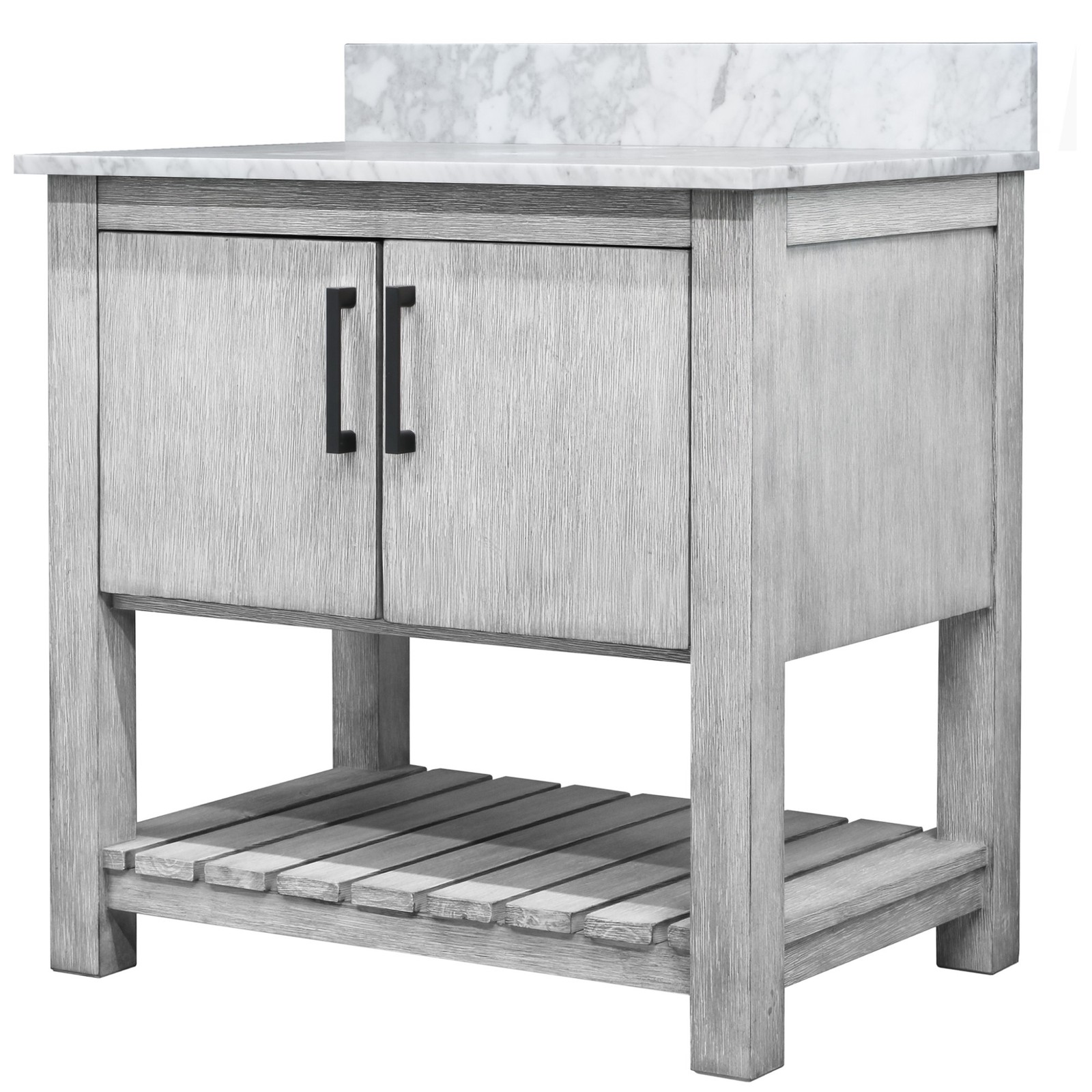 Miseno MV-30SG-NOBV-CAR 30″ – Stonewash Grey / Carrara White Top / Chrome