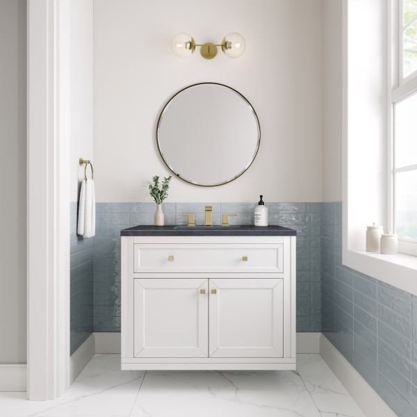 36″ James Martin Chicago 503-V36-GW-3CSP Vanity Cabinet Charcoal Soapstone Top