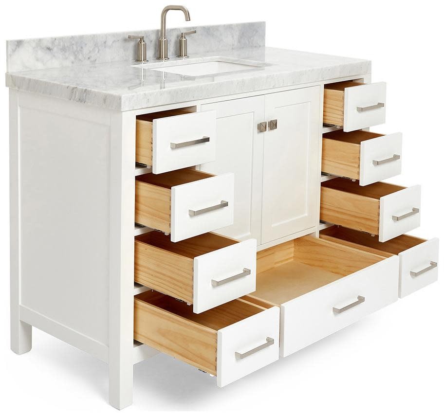 Ariel A048SCW5RVO Cambridge 48″ – Espresso / Italian Carrara Marble Top /