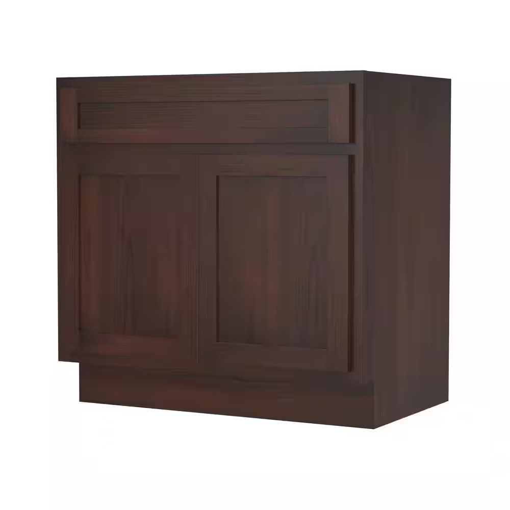 30 In. W X 21 In. D X 32.5 In. H 2-Doors Bath Vanity Cabinet Only in Brown (Unas