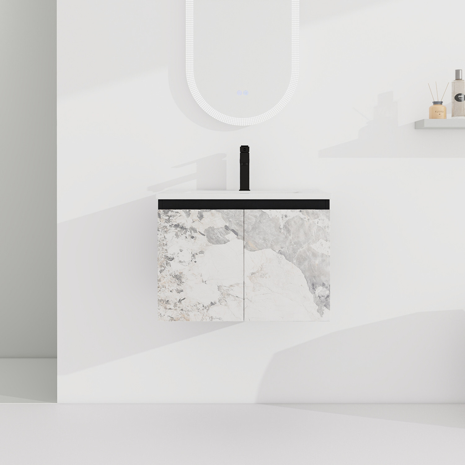 24″ 30″ Wall Mounted Bathroom Vanity with Sink, Floating Vanity Cabinet 2 Doors