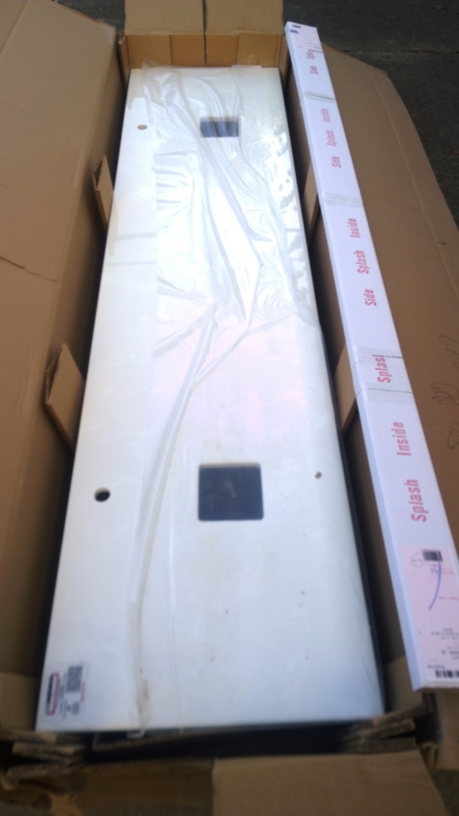NIB Premium White CULTURED MARBLE VANITY TOP for Double Vessel Sinks 88″ x 22″