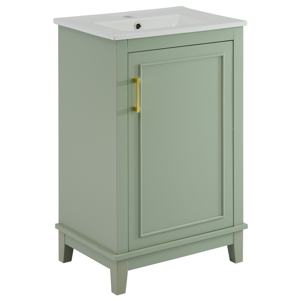 20 Inch Modern Small Bathroom Vanity Cabinet With Ceramic Basin- 20*14.5*33.3 In