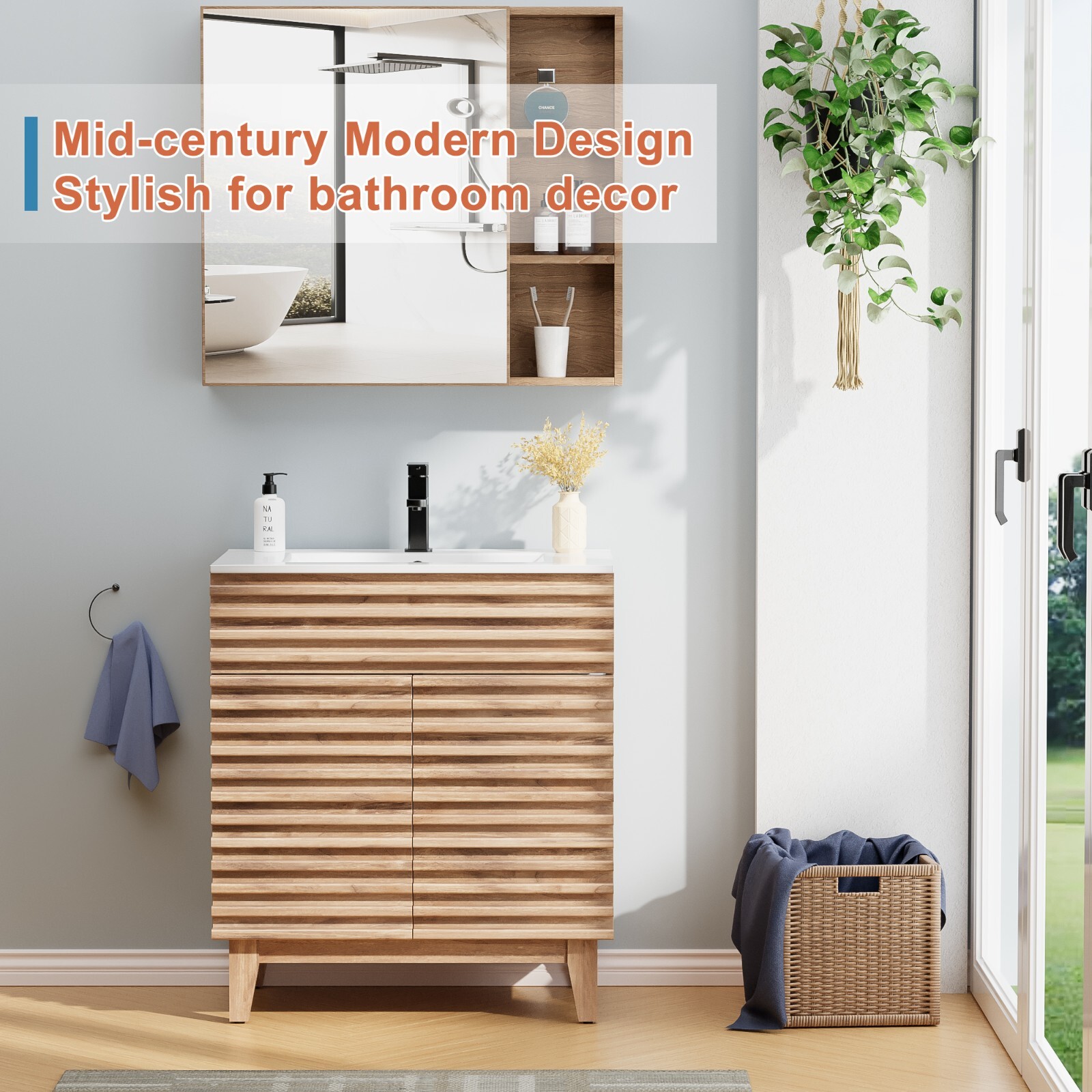 18″/ 24″/ 30″ /36″ Bathroom Vanity Set W/Drop in Sink Faucet Cabinet Combo