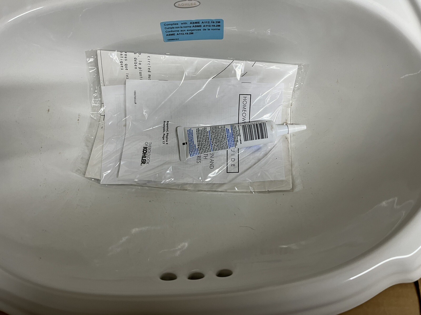 Kohler K-2189-8-0 Portrait Self-Rimming Bathroom Sink, white, NEW