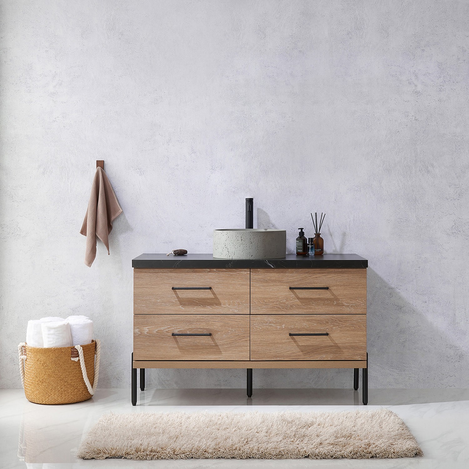 Miseno MV-NM-705148R Trento 48″ – North American Oak / Black