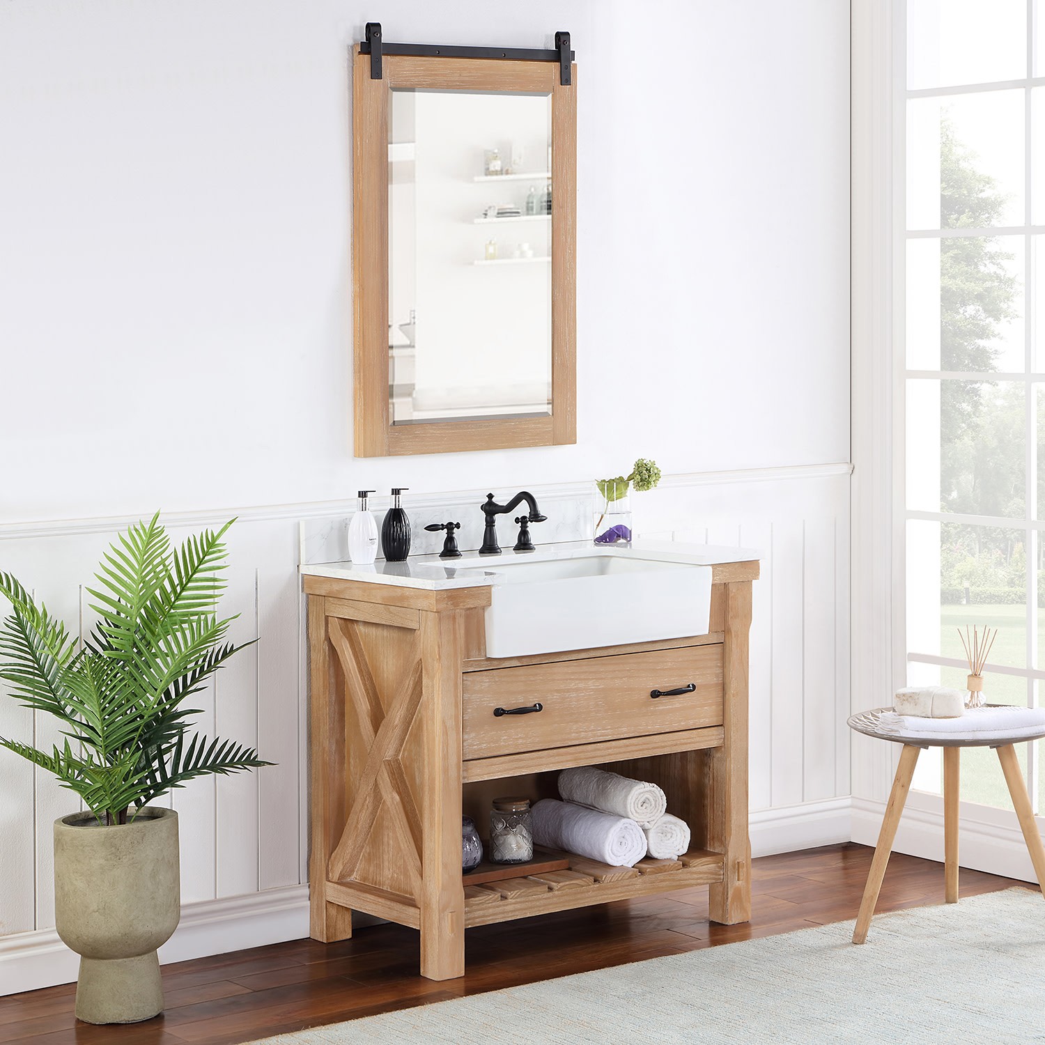 Miseno MV-701636 Villareal 36″ – Weathered Pine / White