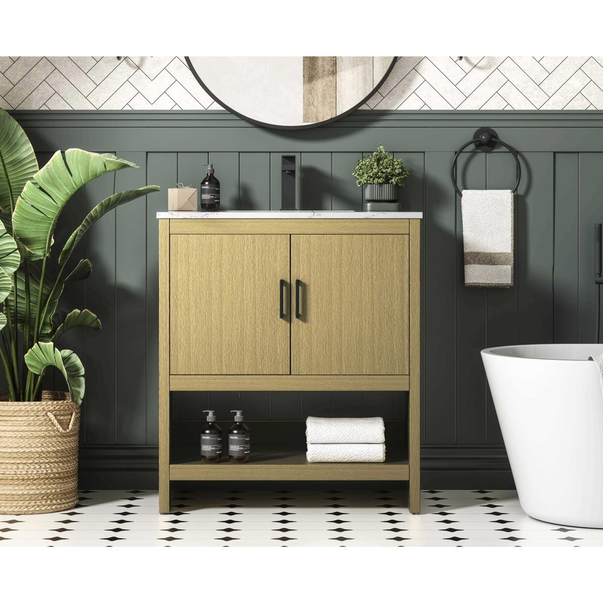 Elegant Lighting VF25230MHB Ira 30 X 34 inch Honey Brown Bathroom Vanity Cabinet