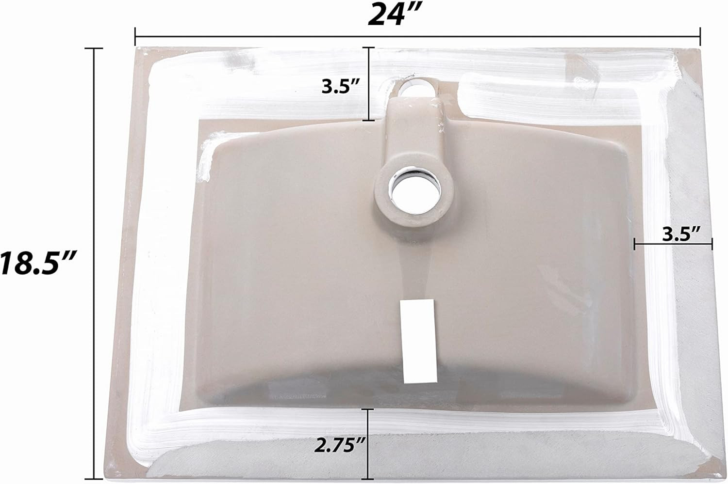 24″X18.5″ Drop-In Bathroom Sink, White Porcelain Integrated Vanity Top with Sing