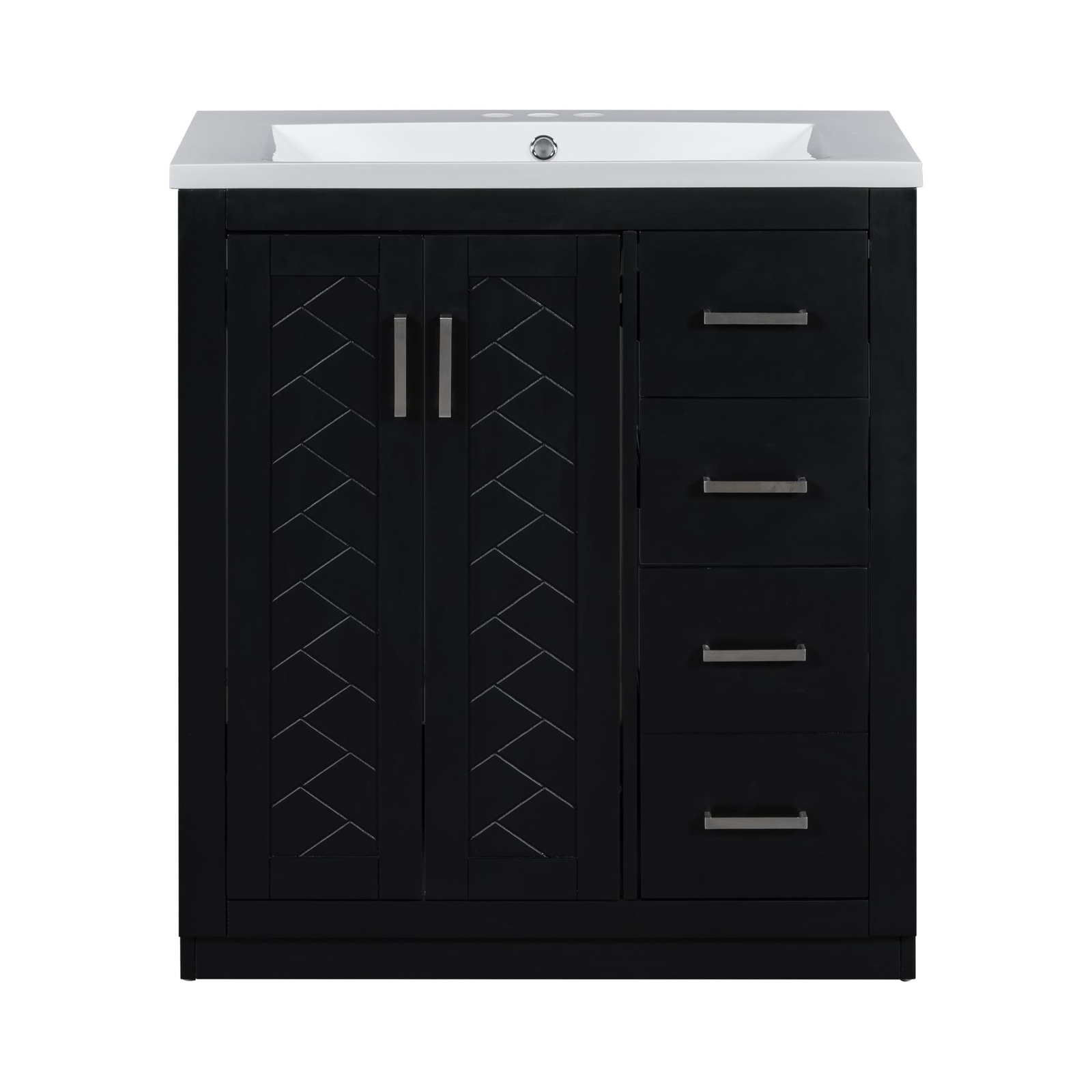 30″ Bathroom Vanity with Sink, Freestanding Vanity Storage Cabinet, 3 Drawers