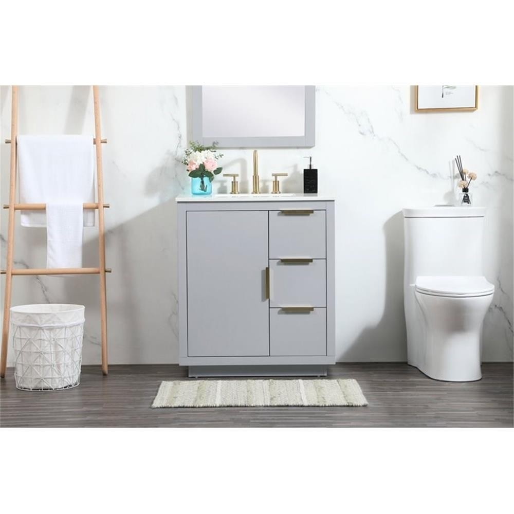 Elegant Decor Blake 30″ Aluminum Alloy MDF Single Bathroom Vanity in Gray