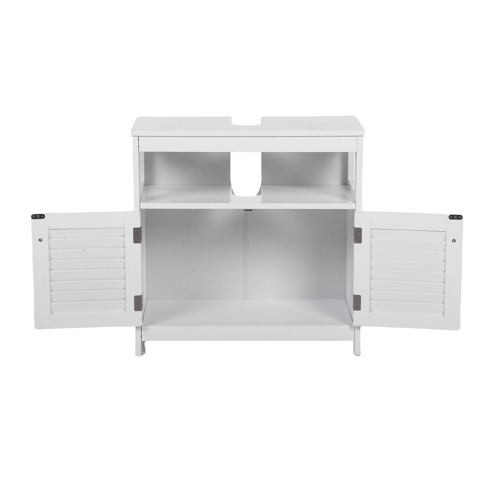 Bathroom Under Sink Storage Cabinet With 2 Doors Open Shelf White Furniture