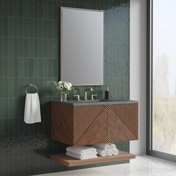 36″James Martin Marcello D200-V36-CSN-3CSP Vanity Cabinet Charcoal Soapstone Top