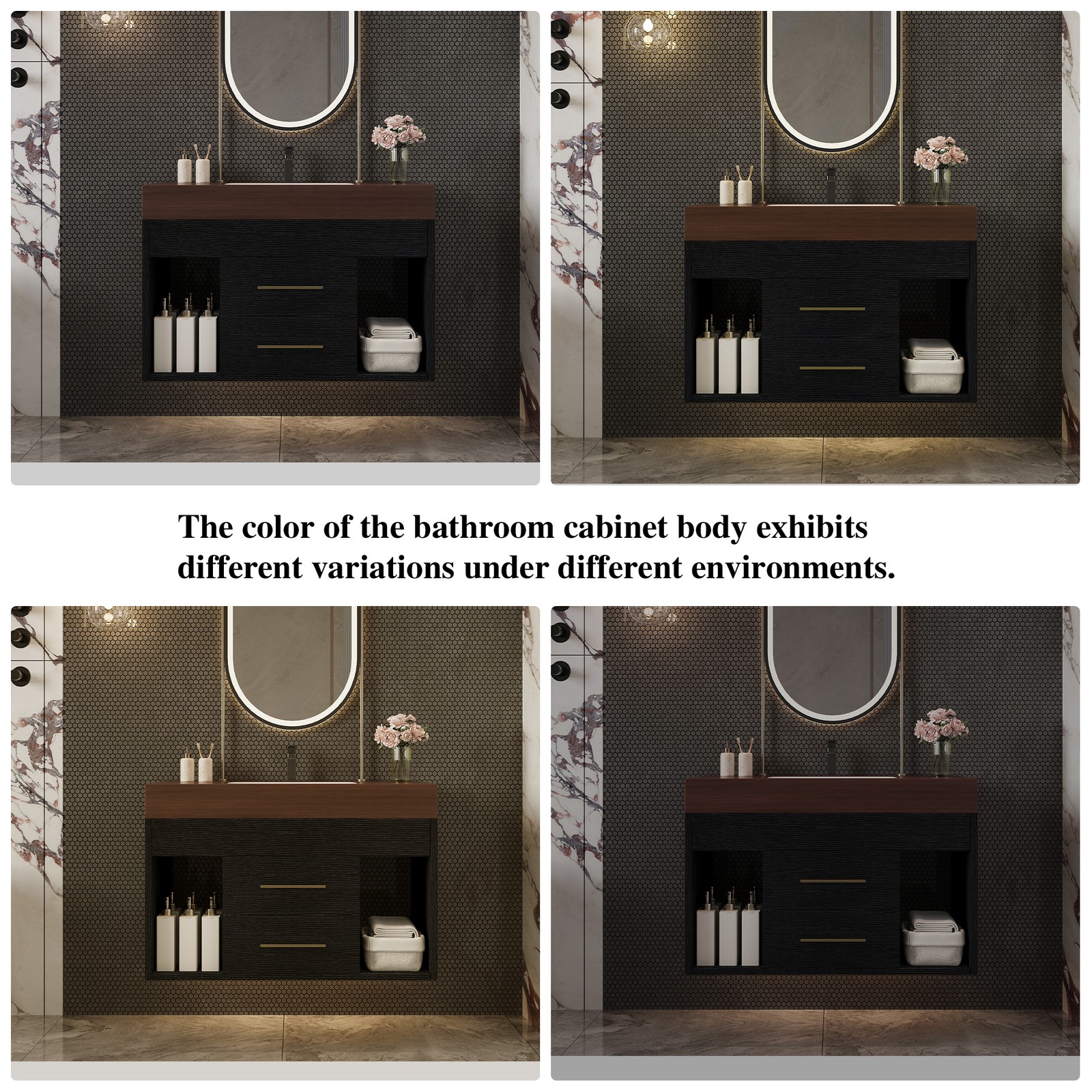 29.9″ Floating Bathroom Vanity with Sintered Stone Top & Ceramic Sink