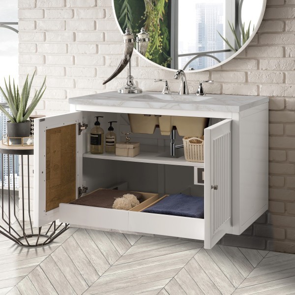 36″ James Martin Athens E645-V36-GW-3VSL Vanity Cabinet Victorian Silver Top