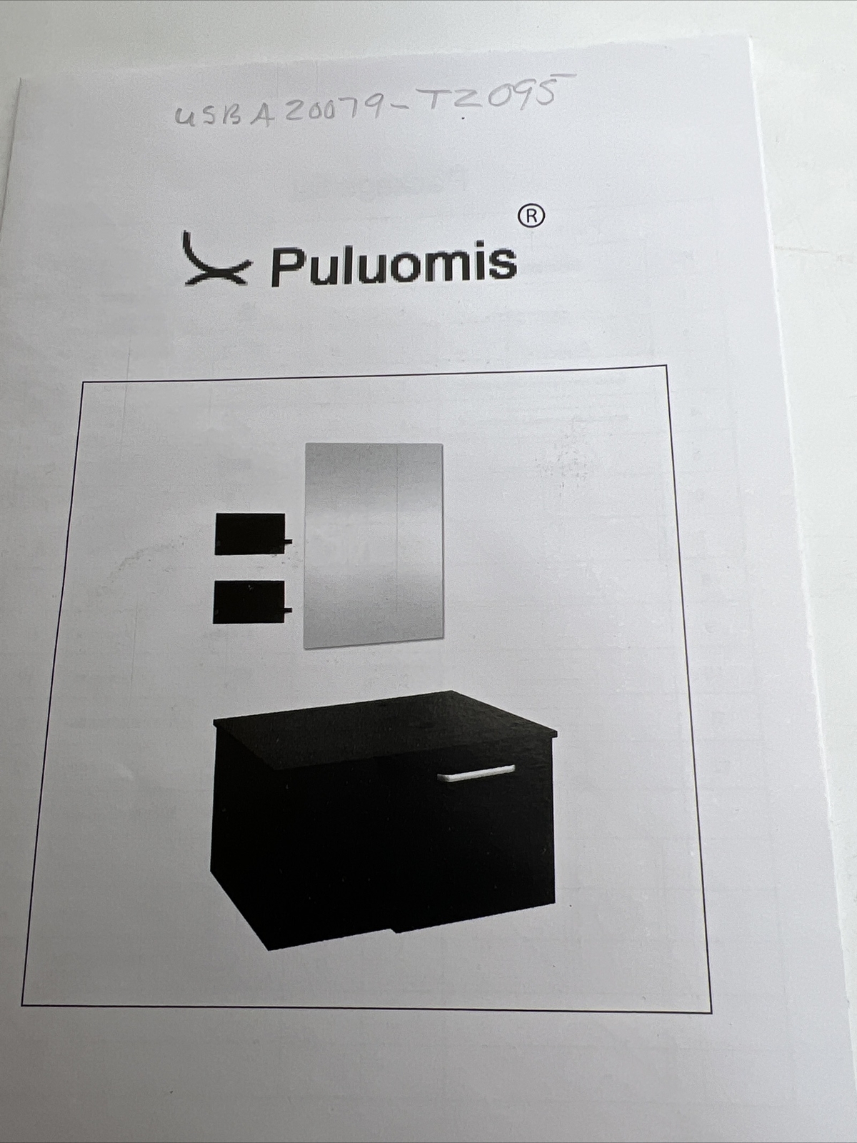 Puluomis 28″ Bathroom Vanity Wall Mounted Black Bath Cabinet Side Shelves Mirror