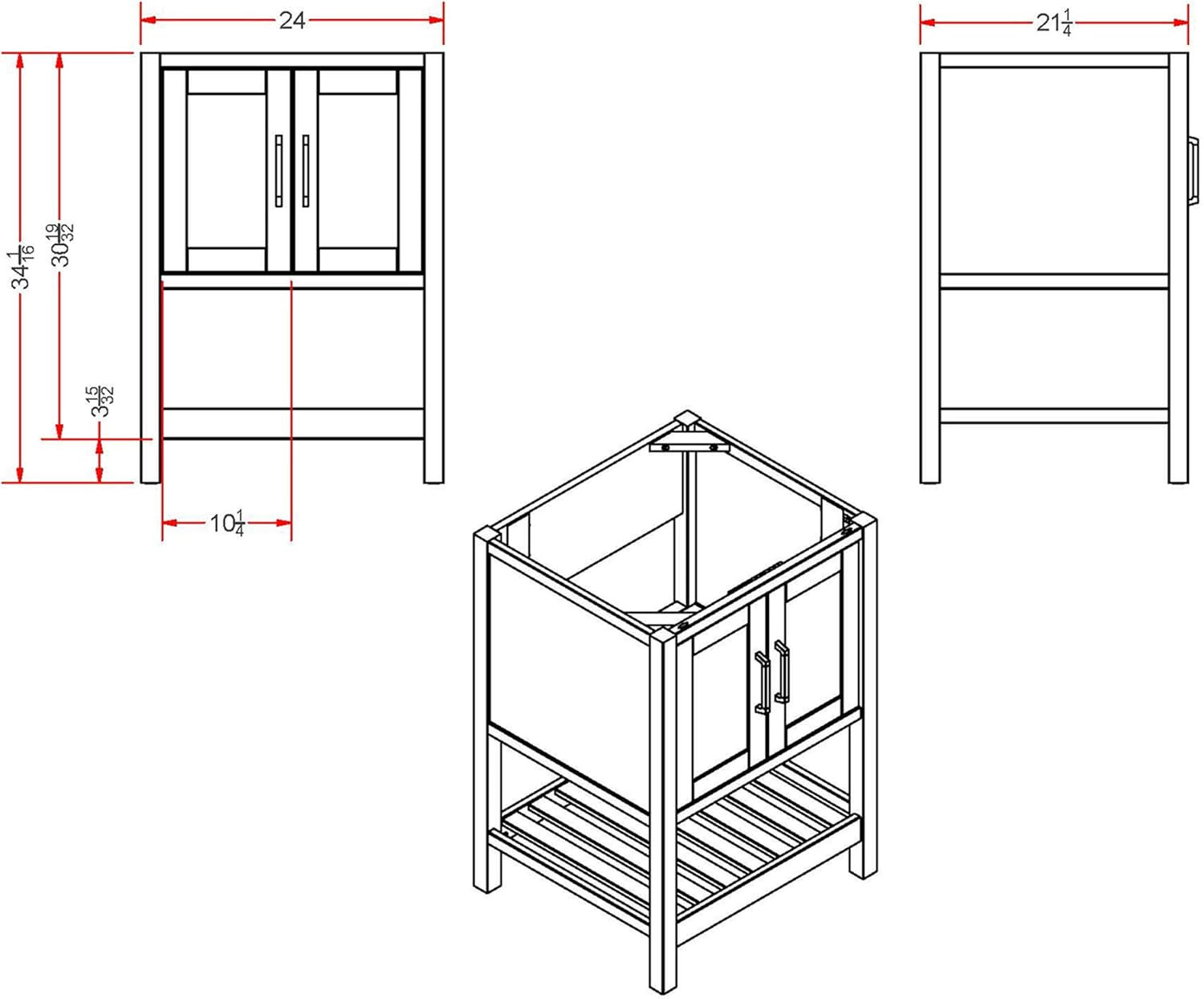 24″ Gray Bennet Bathroom Vanity Cabinet with Soft-Close Shaker Doors