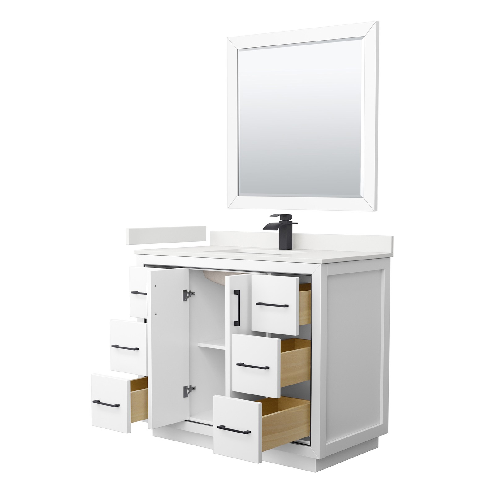 Wyndham Collection WCF111142S-QTZ-UNSM34 Icon 42″ – Dark Gray / White Quartz Top