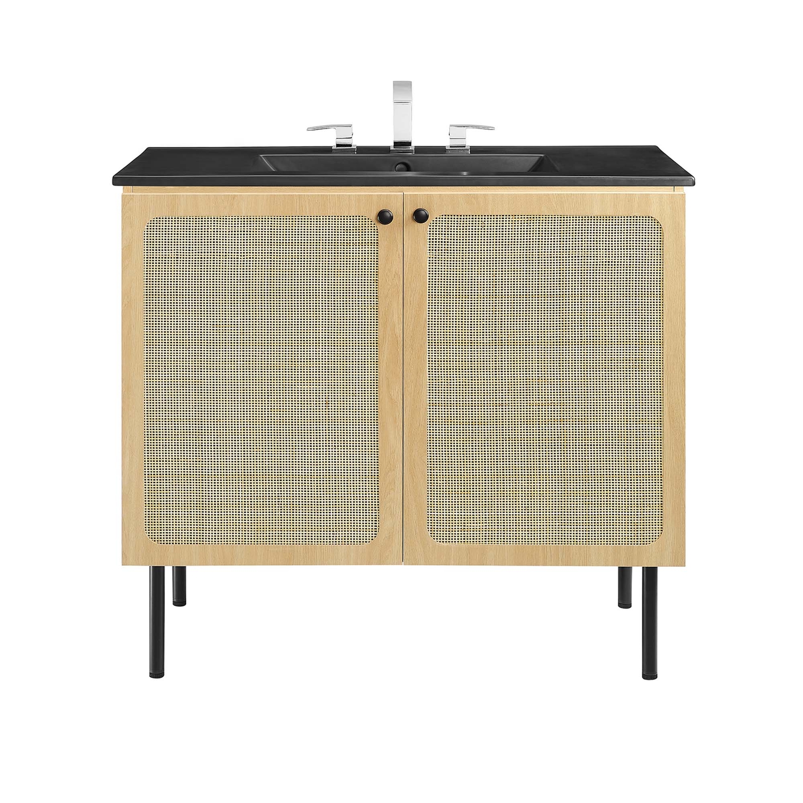 Modway Chaucer 36” Bathroom Vanity in Oak Black With Ceramic Sink Basin