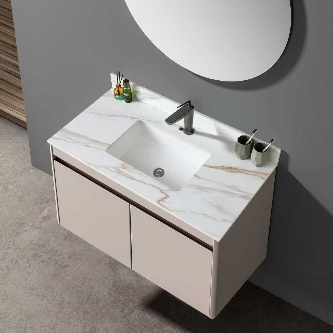43″ Marble Vanity Top with Undermount Sink & Backsplash Carrara White
