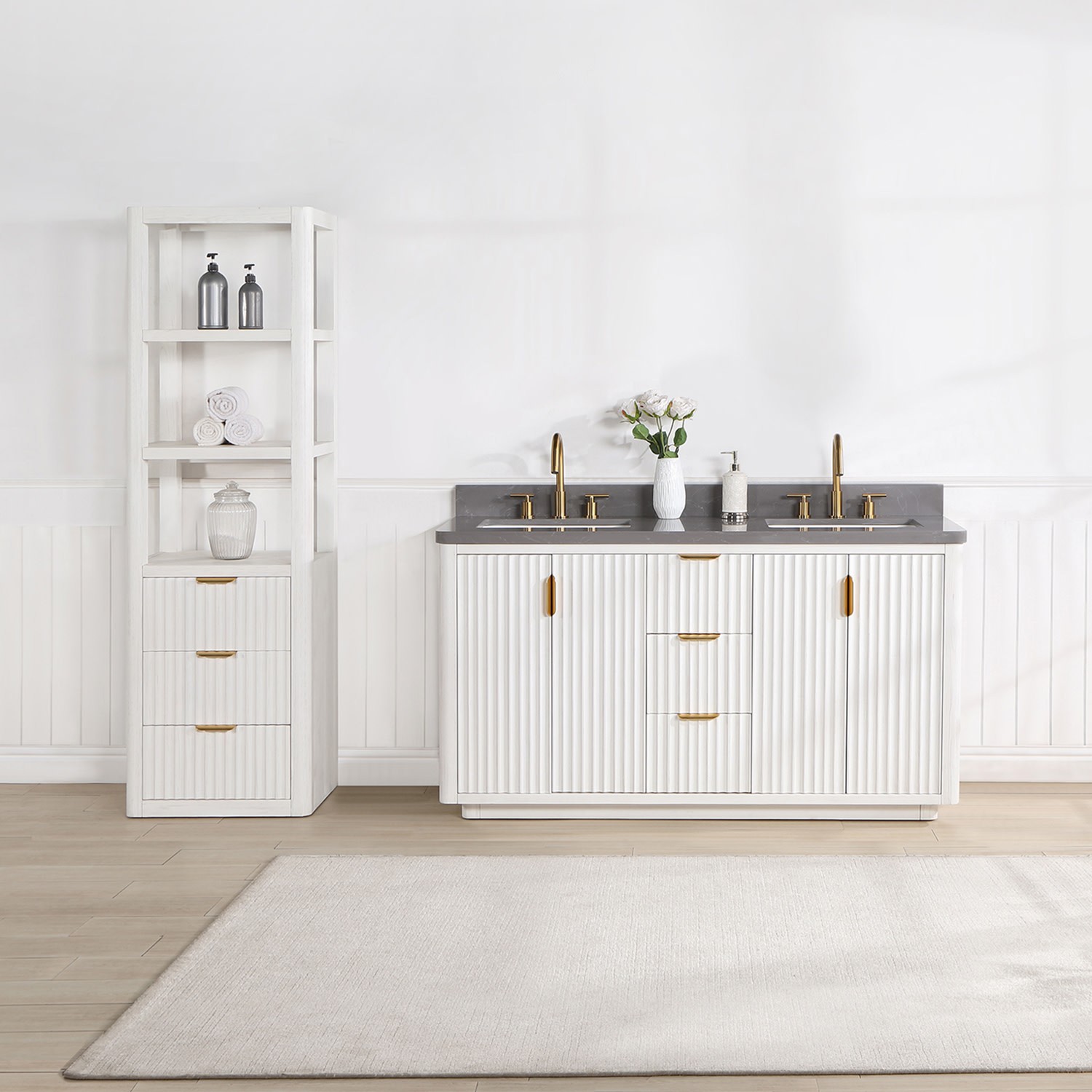 Miseno MV-NM-704160M Cadiz 60″ – Fir Wood Black / Lightning White