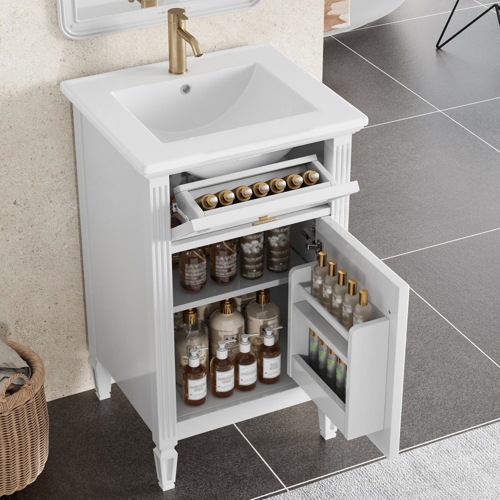 36″ Bathroom Vanity with Sink Wood Vanity Cabinet with Flip-Out Drawer 3 Drawers