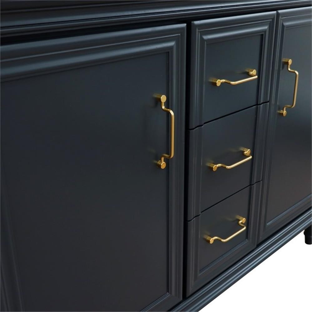 49 in. Double Wooden Vanity Dark Gray with White Carrara Rectangle Sink