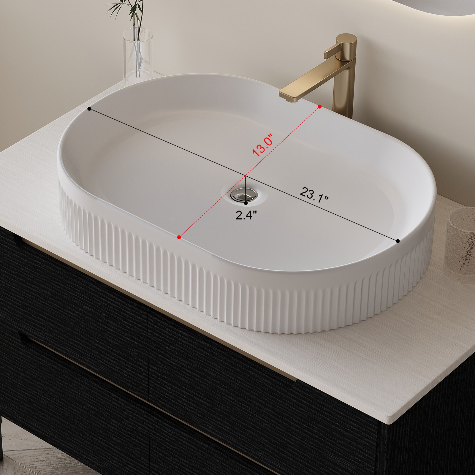 36 Inch Bathroom Vanity with Ceramic Sink & Soft-Close Drawers