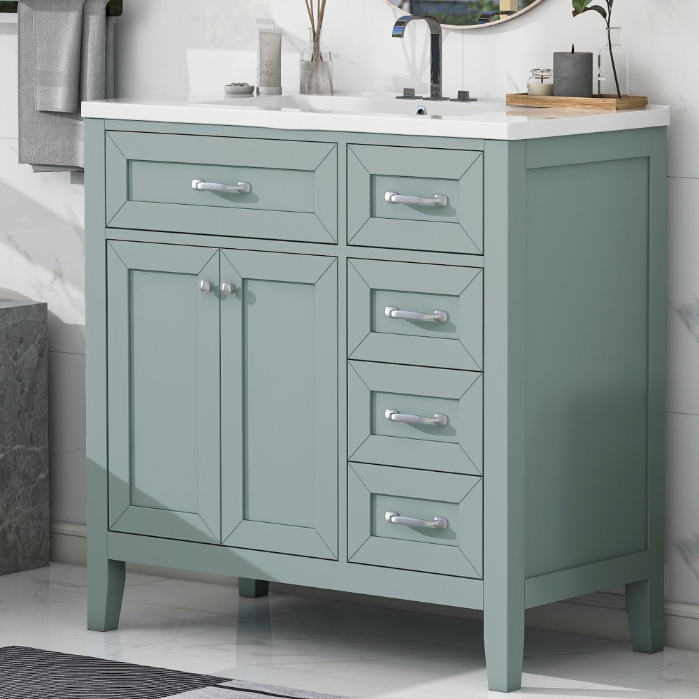 36″ Bathroom Vanity w/ Sink, Drawers, Solid Frame & MDF Board