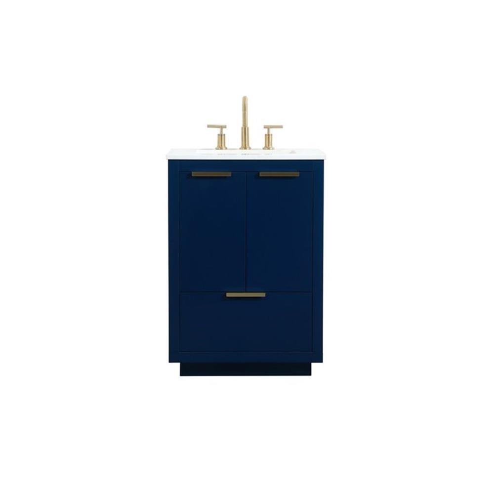 Elegant Decor Blake 24″ Aluminum Alloy MDF Single Bathroom Vanity in Blue