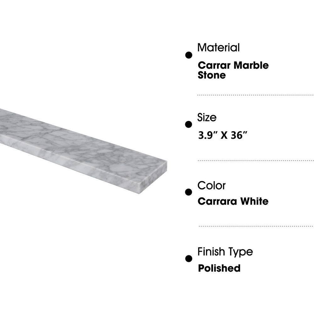 LANDOLT 36 in. W Marble Vanity Backsplash in Carrara White