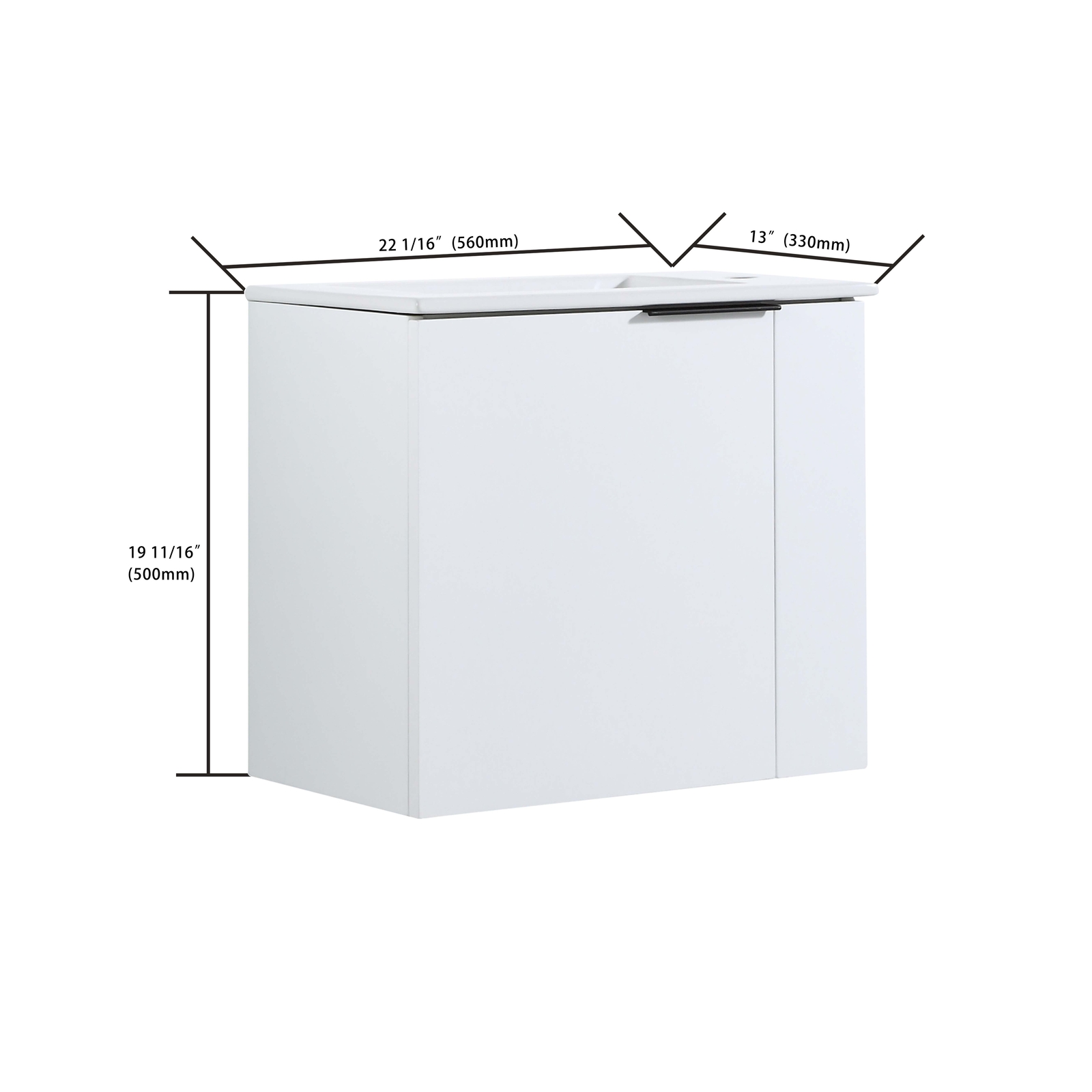 22” Wall Mounted Small Floating Bathroom Vanity w/ Sink Soft Close Door White